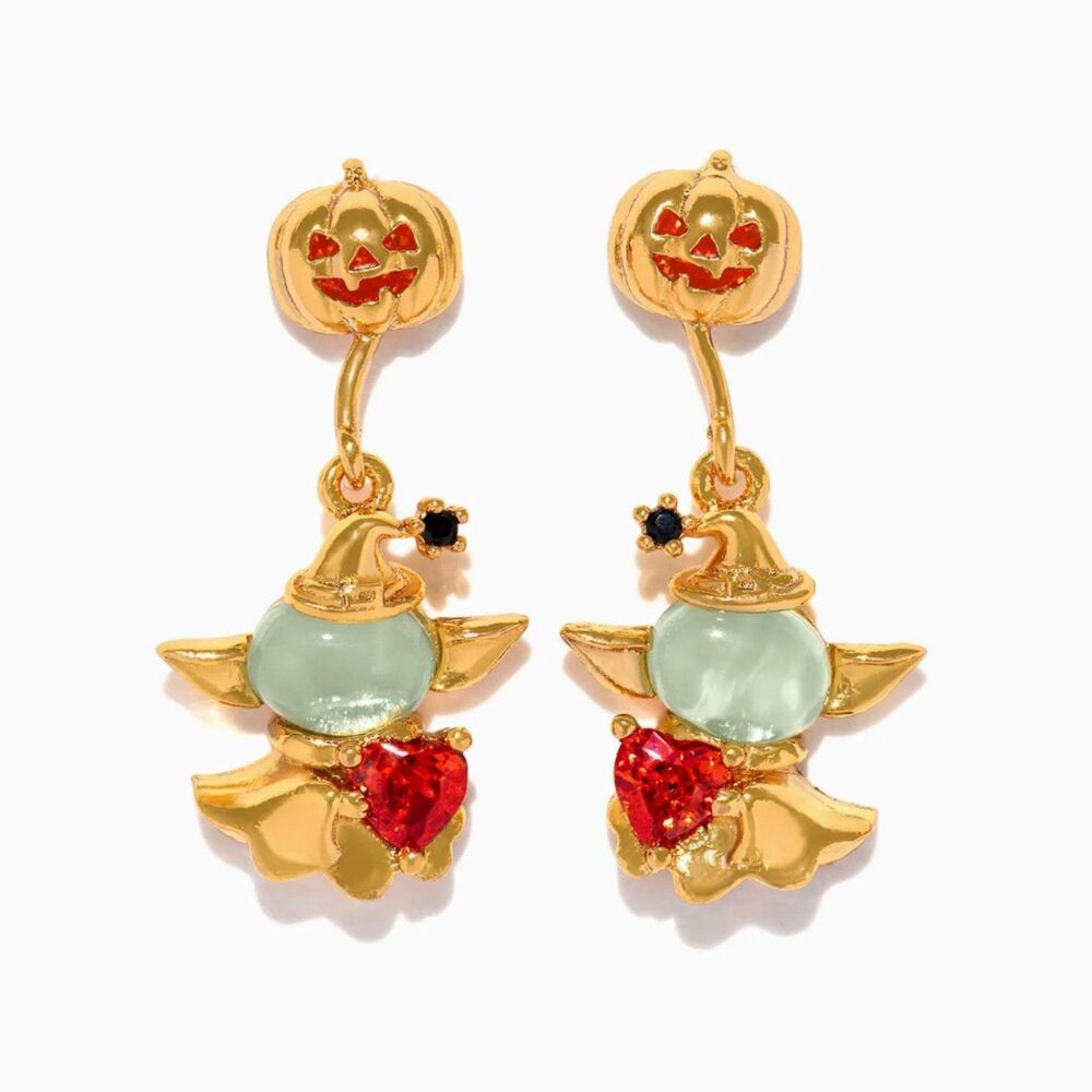 New 18K Gold Plated Halloween Ghost Pumpkin Dangle Earrings